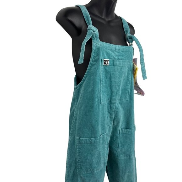 Lucy & Yak Womens Organic Cotton Corduroy Overalls Pocket 4 Long Green NWT New - Picture 4 of 11